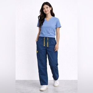 Spread Good Cheer Scrub Pants – Size Small – Blue Medical Scrub Bottoms